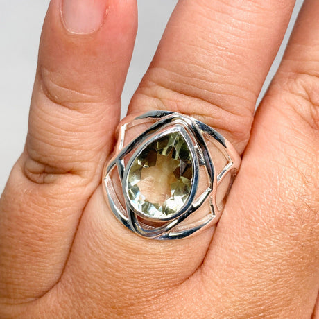 Prasiolite Faceted Teardrop Ring in a Decorative Setting R3686 - Nature's Magick