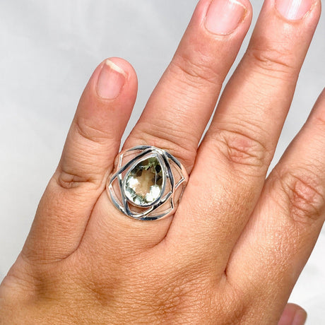 Prasiolite Faceted Teardrop Ring in a Decorative Setting R3686 - Nature's Magick