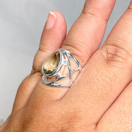 Prasiolite Faceted Teardrop Ring in a Decorative Setting R3686 - Nature's Magick