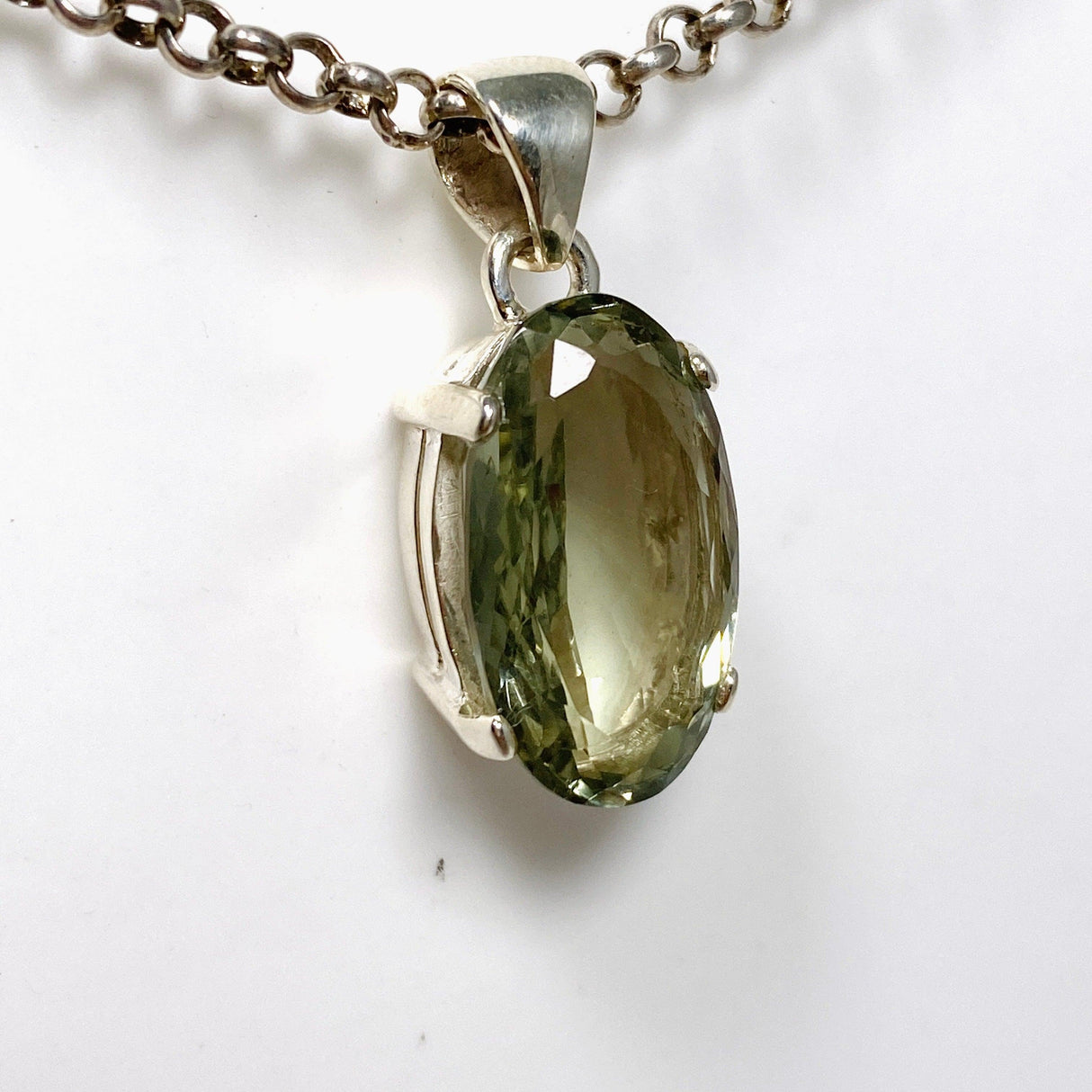 Prasiolite (Green Amethyst) Faceted Oval Pendant KPGJ4335 - Nature's Magick