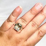 Prasiolite (Green Amethyst) Faceted Rectangular Ring Size 11 PRGJ417 - Nature's Magick