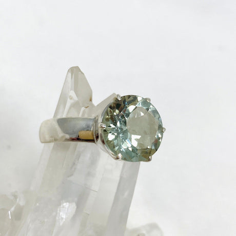 Prasiolite (Green Amethyst) Faceted Round Ring Size 12 PRGJ415 - Nature's Magick
