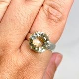 Prasiolite (Green Amethyst) Faceted Round Ring Size 12 PRGJ415 - Nature's Magick