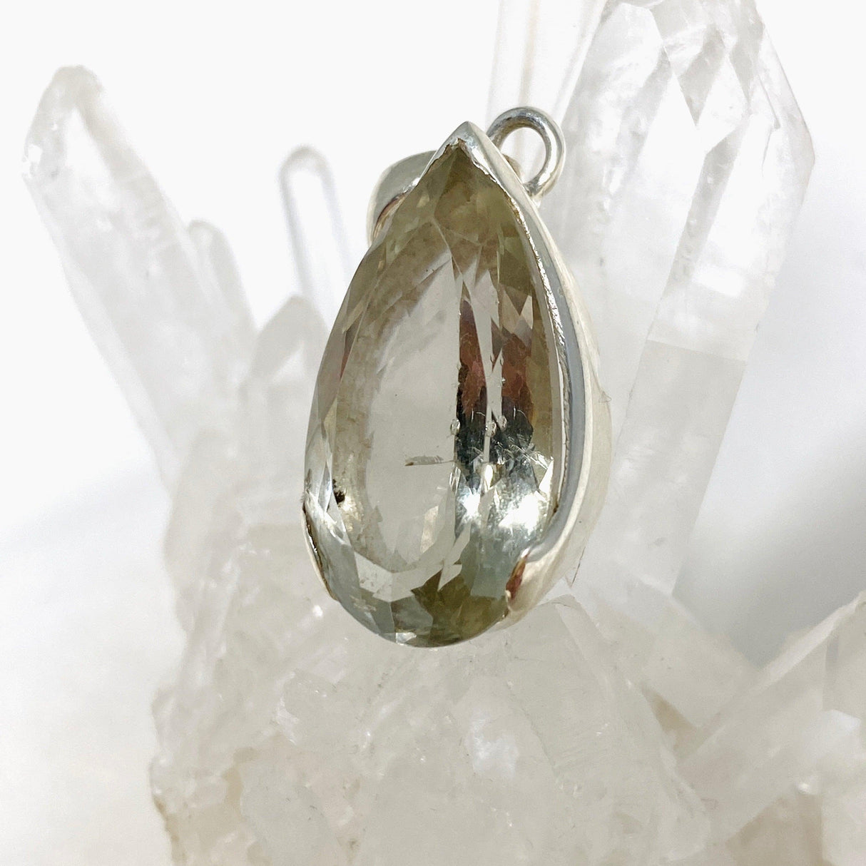 Prasiolite (Green Amethyst) Faceted Teardrop Pendant KPGJ4336 - Nature's Magick