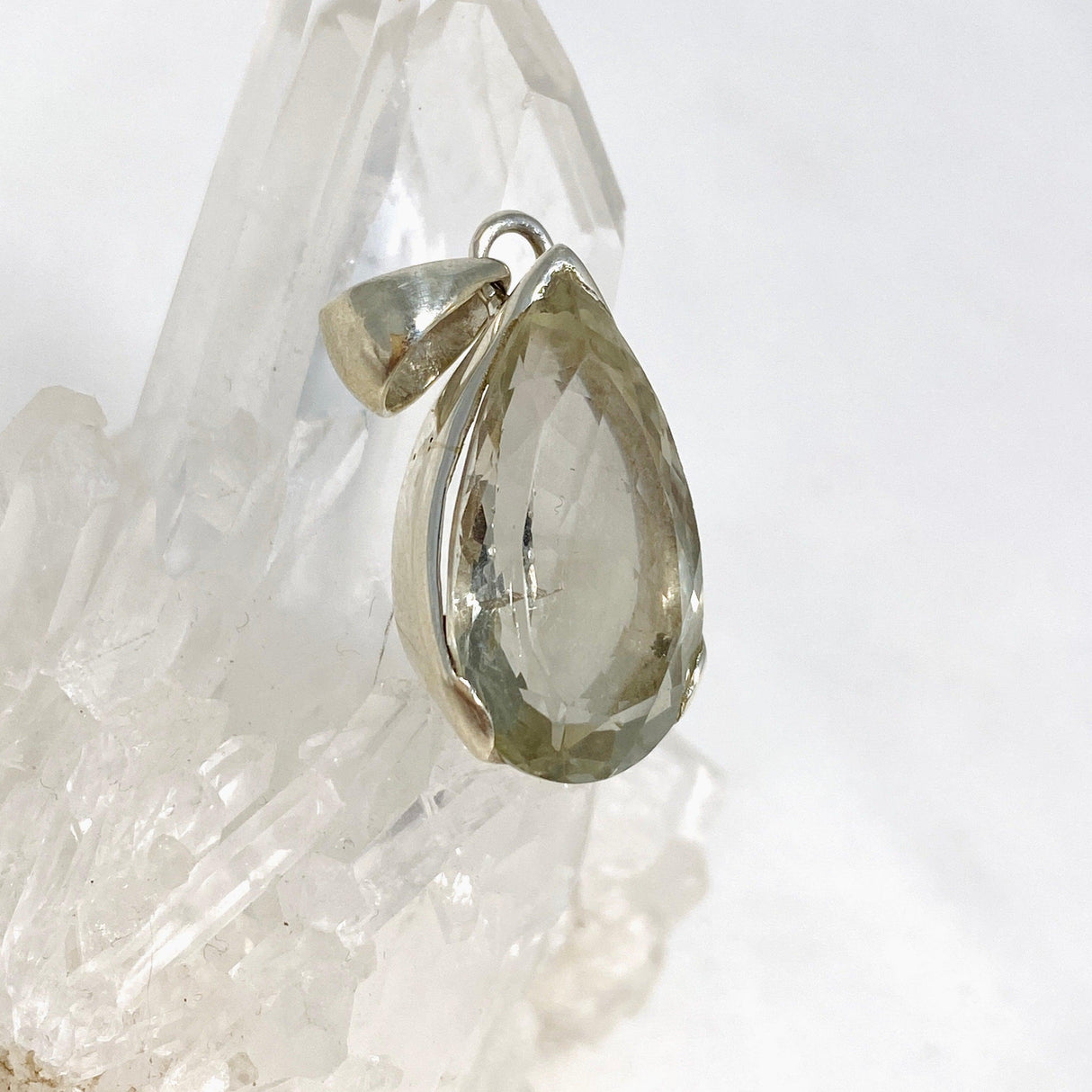 Prasiolite (Green Amethyst) Faceted Teardrop Pendant KPGJ4336 - Nature's Magick