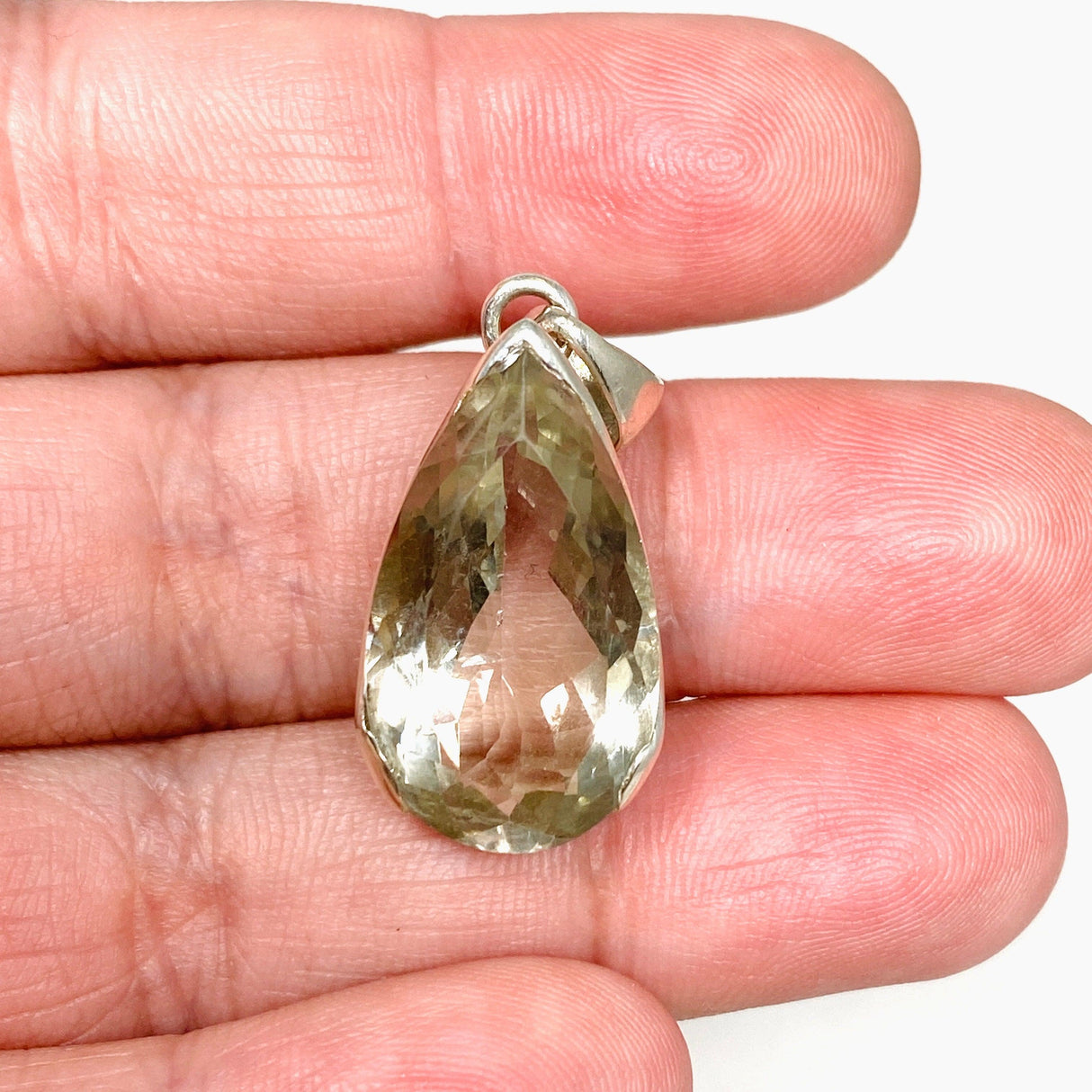 Prasiolite (Green Amethyst) Faceted Teardrop Pendant KPGJ4336 - Nature's Magick