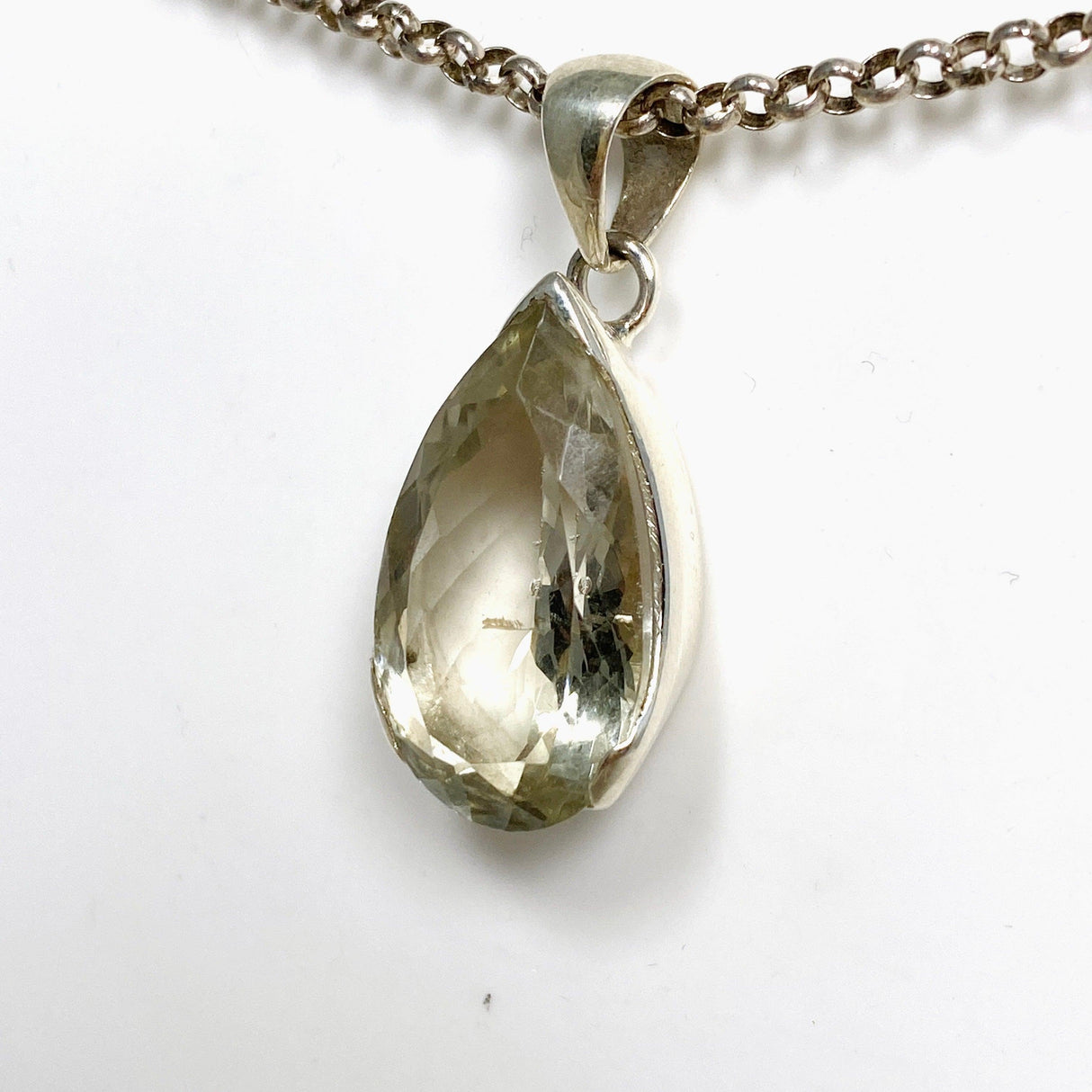 Prasiolite (Green Amethyst) Faceted Teardrop Pendant KPGJ4336 - Nature's Magick