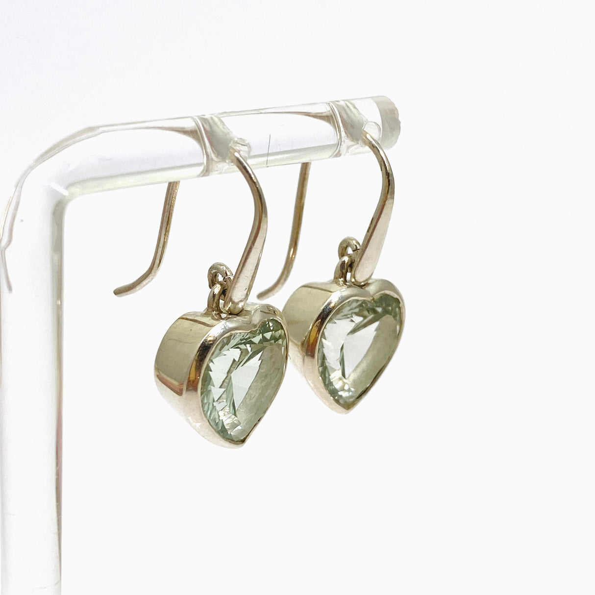 Prasiolite (Green Amethyst) Heart Faceted Earrings PEGJ202