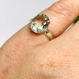 Prasiolite (Green Amethyst) Oval Faceted Ring Size 4.5 PRGJ626