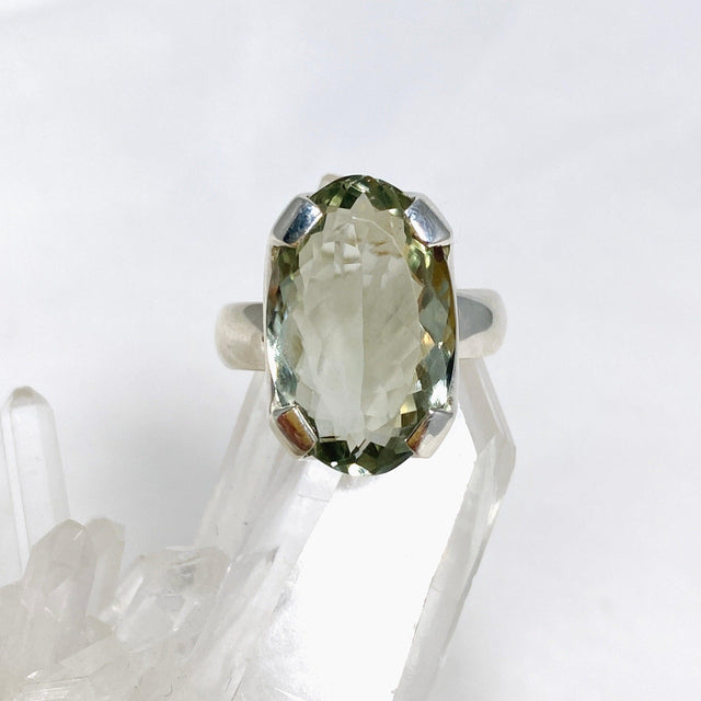 Prasiolite (Green Amethyst) Oval Faceted Ring Size 8 KRGJ3169 - Nature's Magick