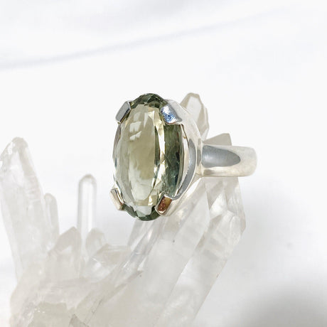 Prasiolite (Green Amethyst) Oval Faceted Ring Size 8 KRGJ3169 - Nature's Magick