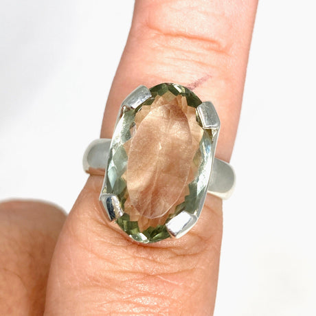 Prasiolite (Green Amethyst) Oval Faceted Ring Size 8 KRGJ3169 - Nature's Magick