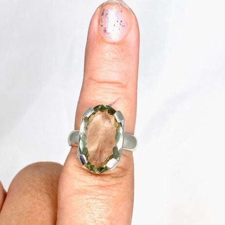 Prasiolite (Green Amethyst) Oval Faceted Ring Size 8 KRGJ3169 - Nature's Magick