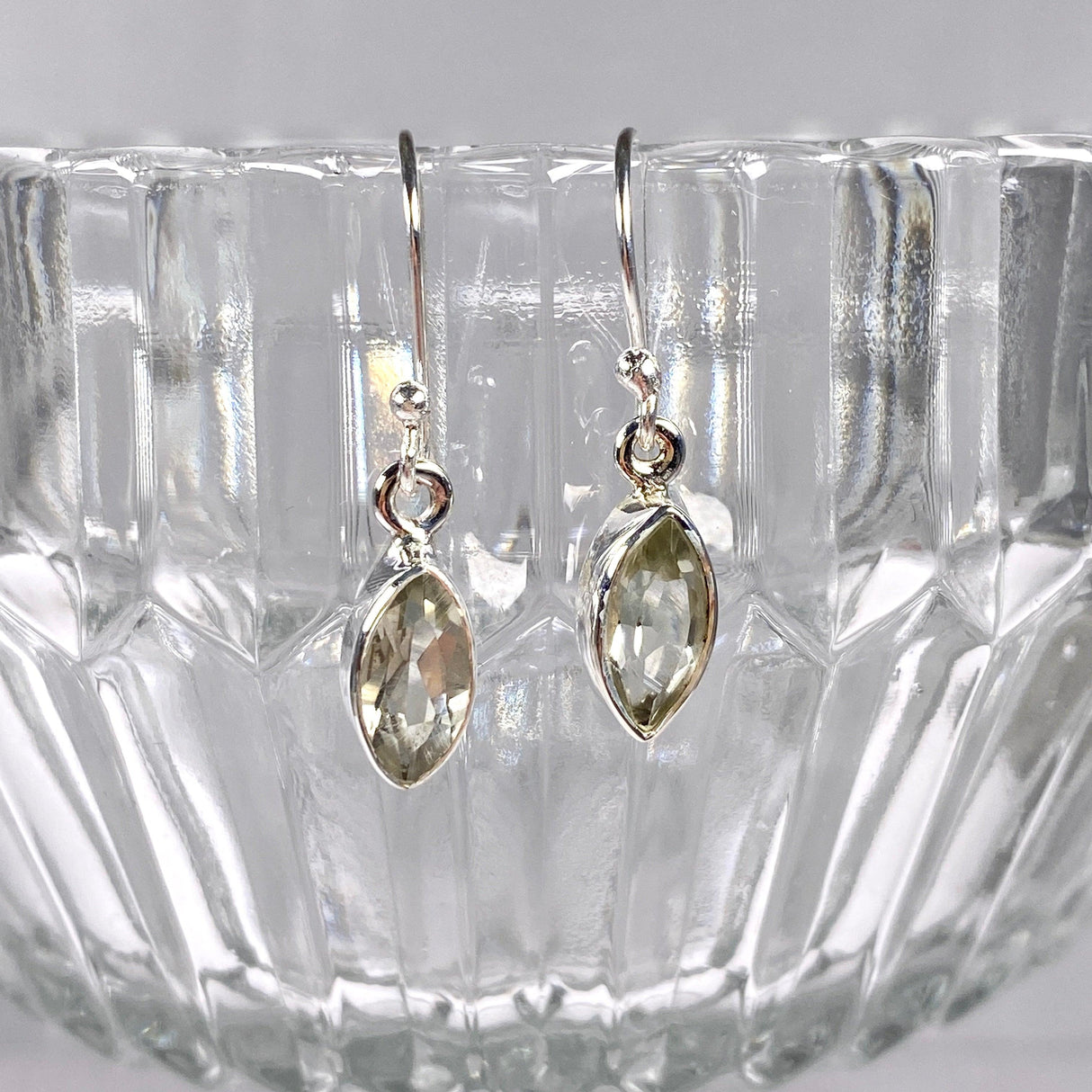 Prasiolite petite marquise faceted earrings R2363-PRM - Nature's Magick