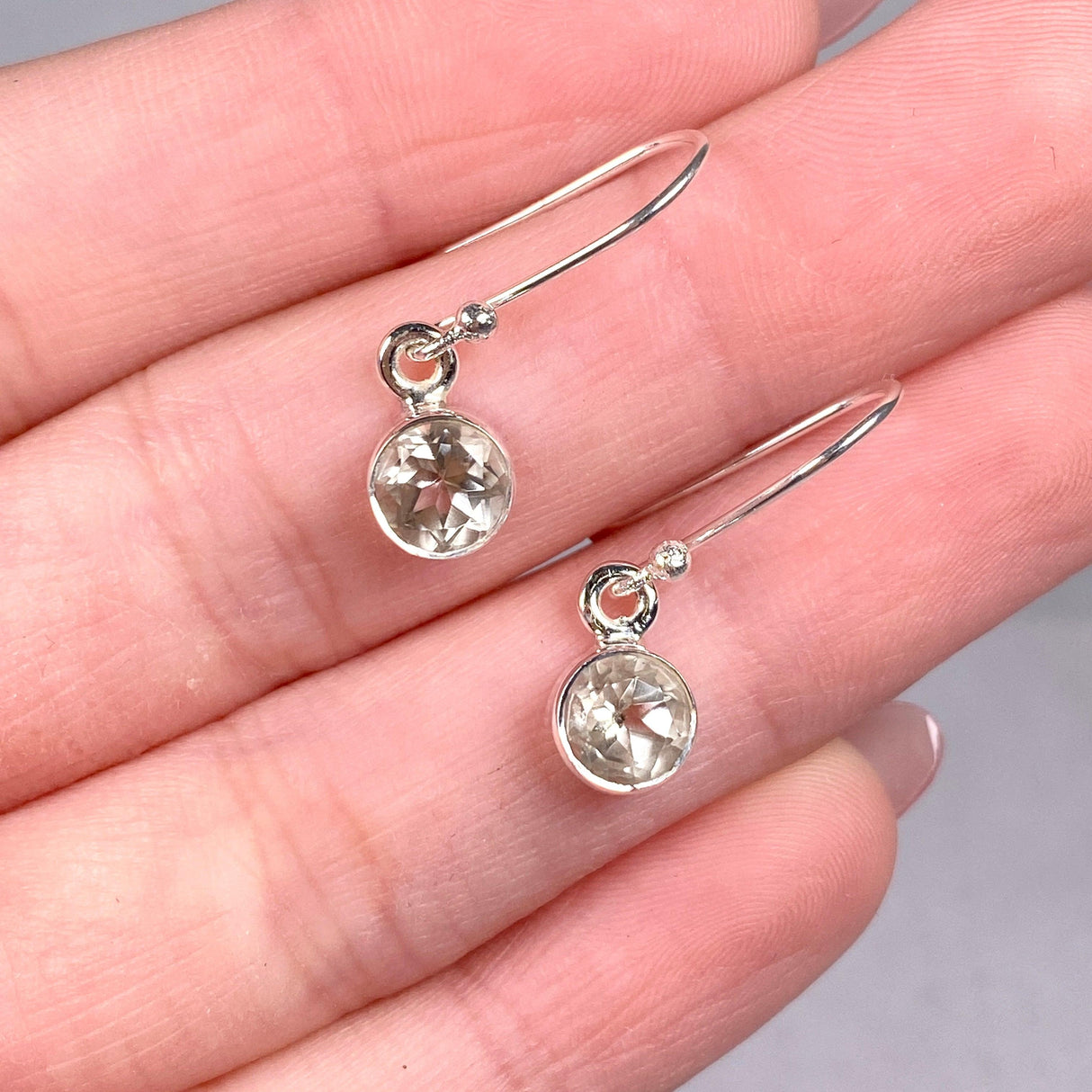 Prasiolite petite round faceted earrings R2363-PRC - Nature's Magick