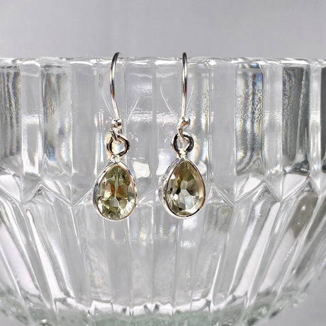 Prasiolite petite teardrop faceted earrings R2363-PRD - Nature's Magick