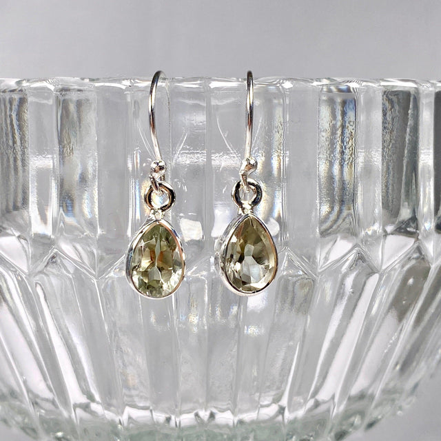 Prasiolite petite teardrop faceted earrings R2363-PRD - Nature's Magick