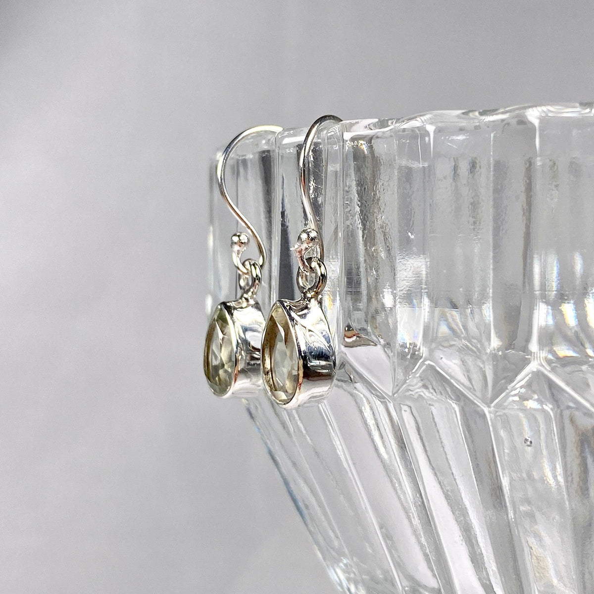 Prasiolite petite teardrop faceted earrings R2363-PRD - Nature's Magick