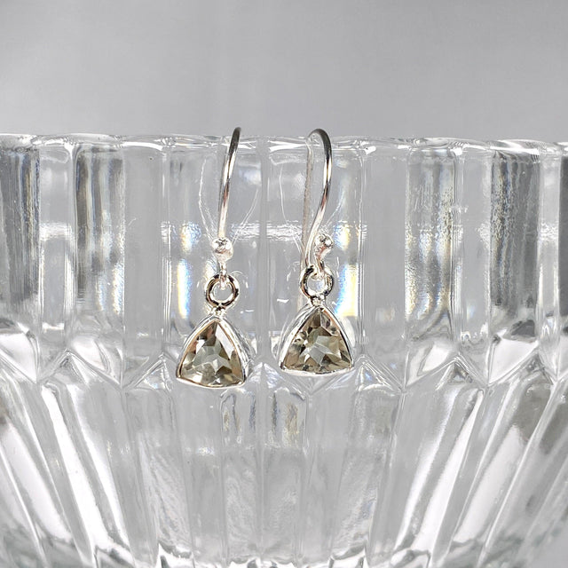 Prasiolite petite triangular faceted earrings R2363-PRT - Nature's Magick