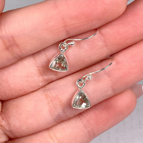 Prasiolite petite triangular faceted earrings R2363-PRT - Nature's Magick