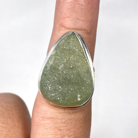 Prehnite oval beaten band ring s.8 KRGJ1266 - Nature's Magick