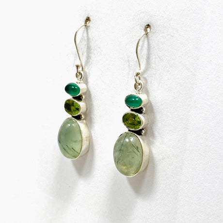 Prehnite, Peridot and Green Chalcedony Multi-stone Earrings KEGJ1449 - Nature's Magick