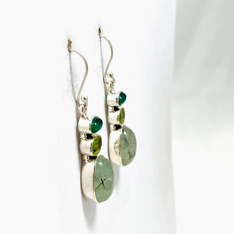 Prehnite, Peridot and Green Chalcedony Multi-stone Earrings KEGJ1449 - Nature's Magick