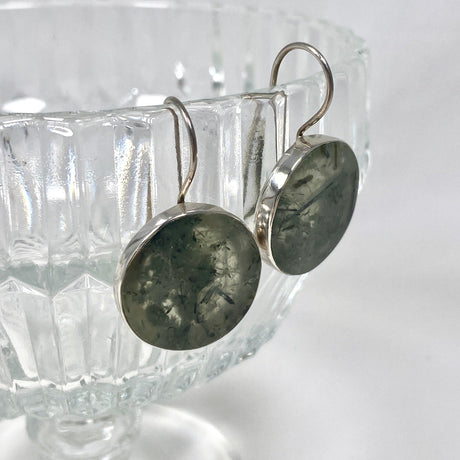 Prehnite Round Fixed Hook Earrings KEGJ538 - Nature's Magick