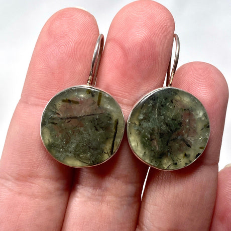 Prehnite Round Fixed Hook Earrings KEGJ538 - Nature's Magick