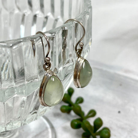 Prehnite Teardrop Earrings KEGJ279 - Nature's Magick