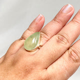 Prehnite Teardrop Hammered Band Ring Size 10 KRGJ3159 - Nature's Magick