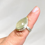 Prehnite Teardrop Hammered Band Ring with Brass Accents Size 7 KRGJ3160 - Nature's Magick