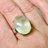 Prehnite Oval Checkerboard Faceted Ring Size 9 PRGJ864