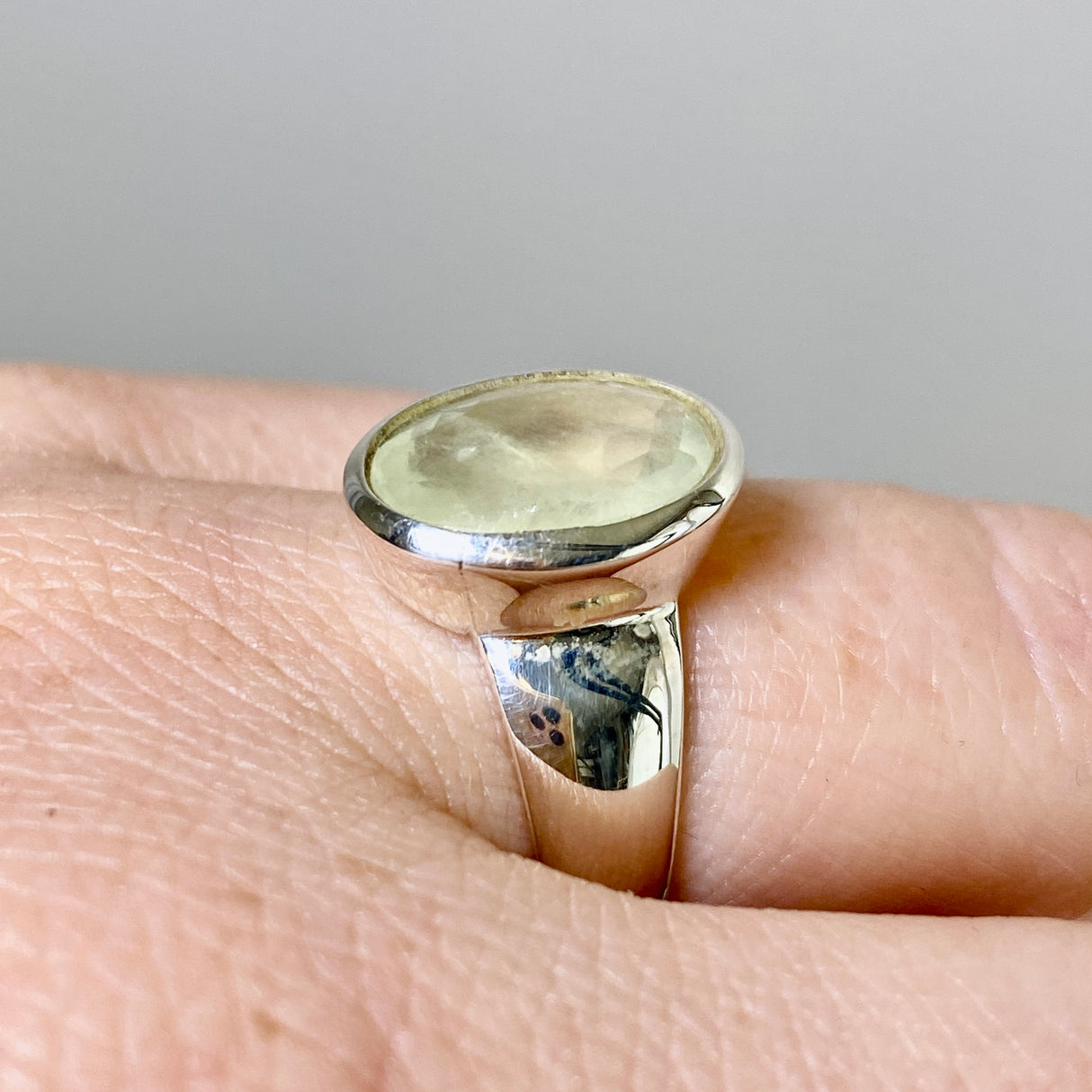 Prehnite Oval Faceted Ring Size 6.5 PRGJ858
