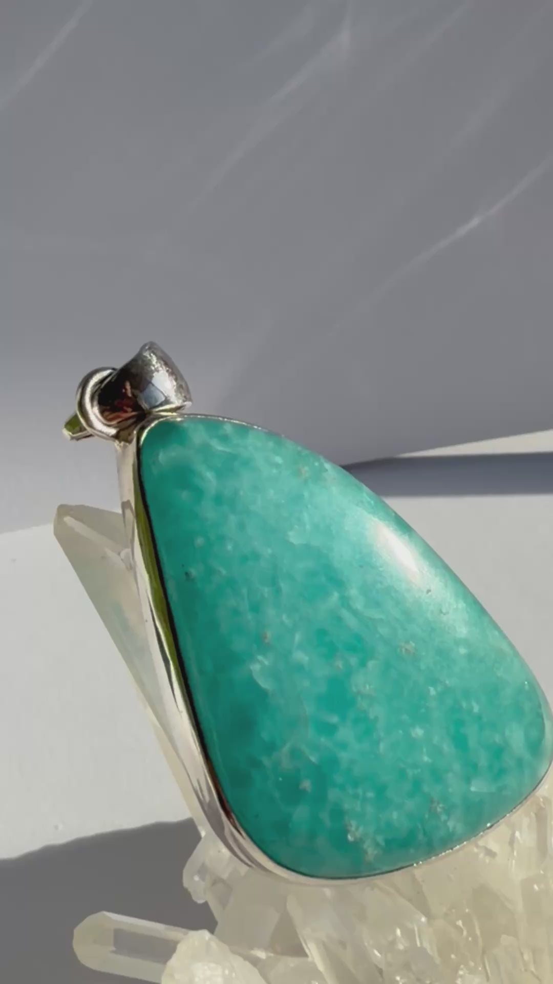 Hemimorphite Freeform Cabochon Pendant in Sterling Silver KPGJ4199