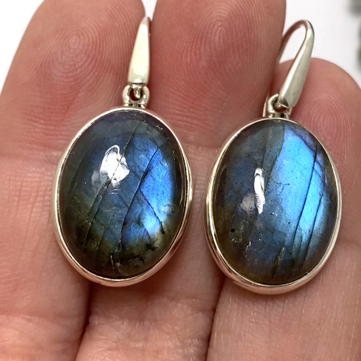 Labradorite Oval Cabochon Earrings PEGJ266