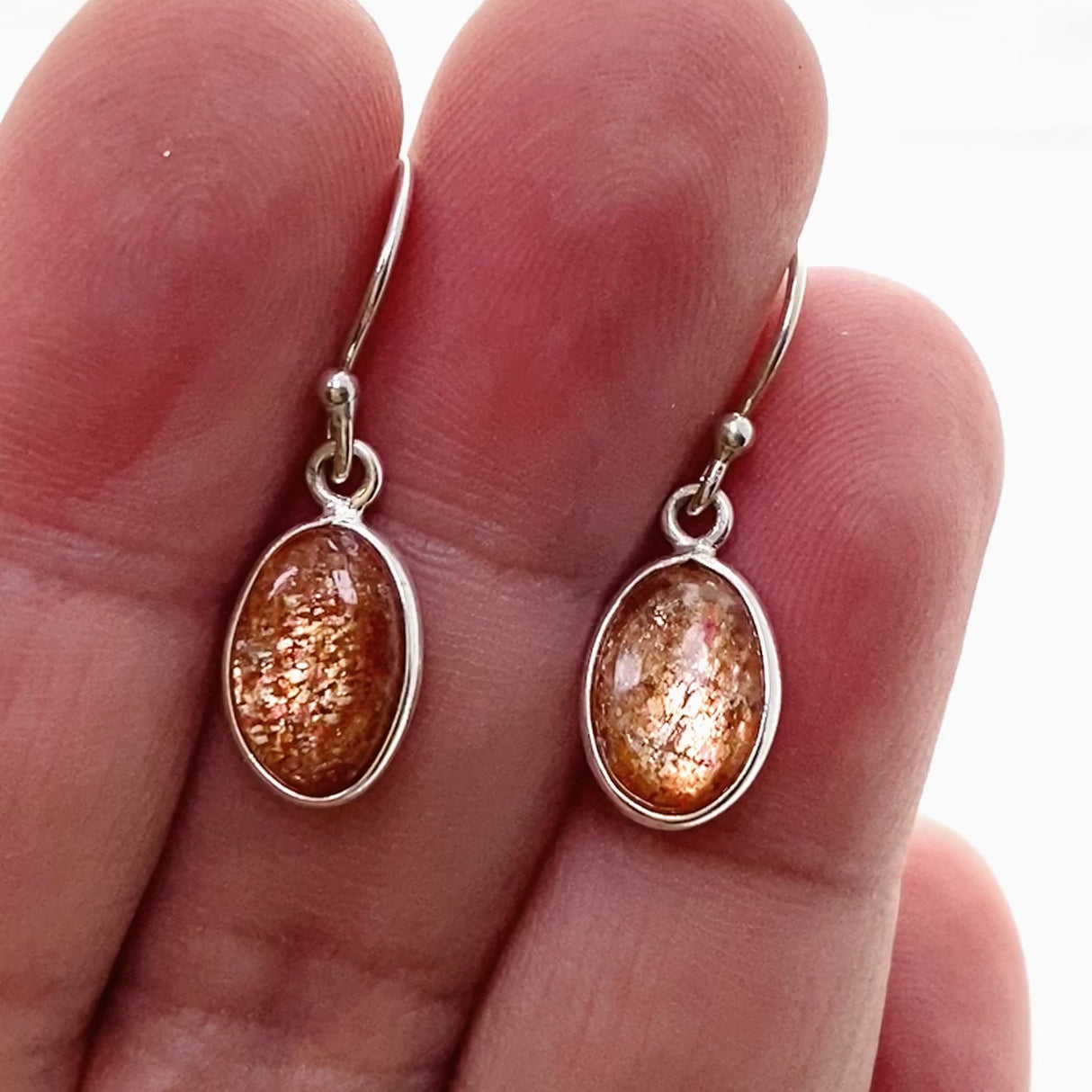 Sunstone Oval Cabochon Earrings KEGJ1542