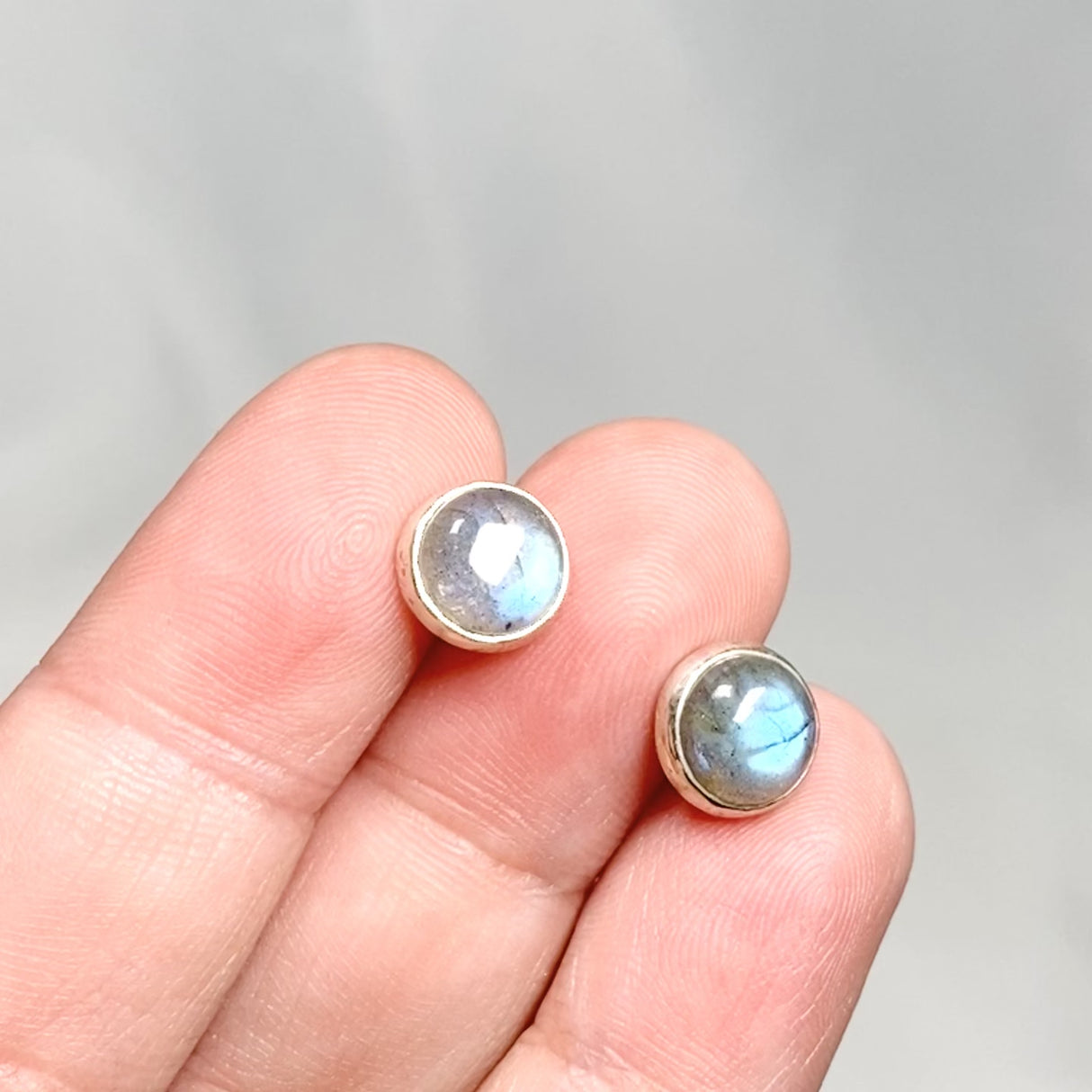 Labradorite round cabochon stud earrings KEGJ828