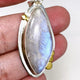 Belomorite (Sunstone with Moonstone "Eclipse" Stone) Freeform Pendant with brass accents KPGJ4235