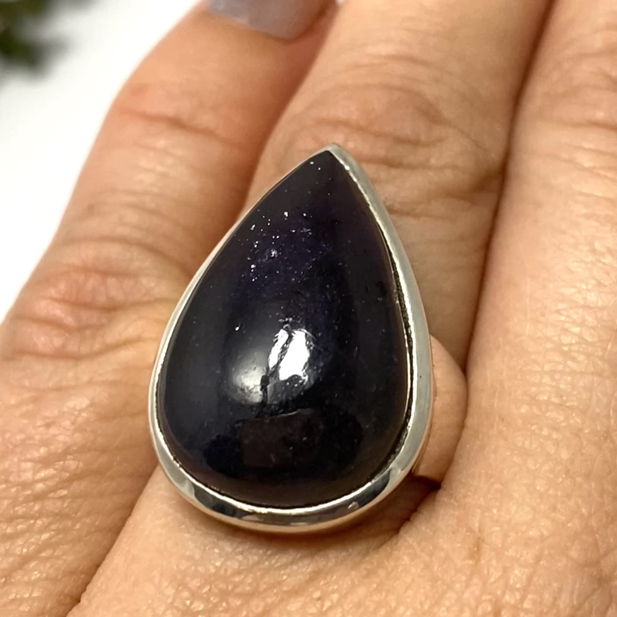 Iolite Sunstone Teardrop Cabochon Ring Size 7 PRGJ670