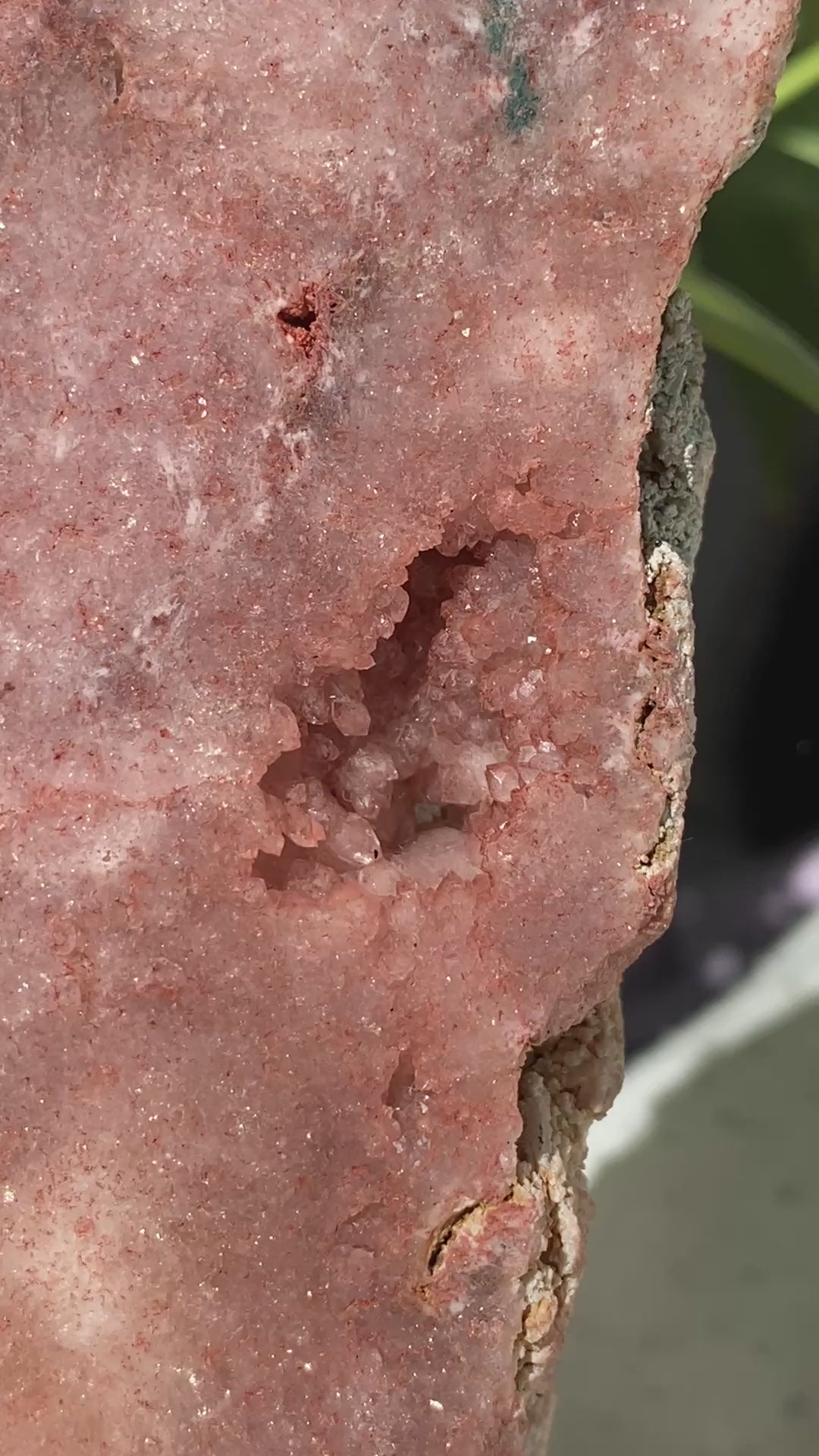 Pink Amethyst & Quartz Slice on Stand PASL-01