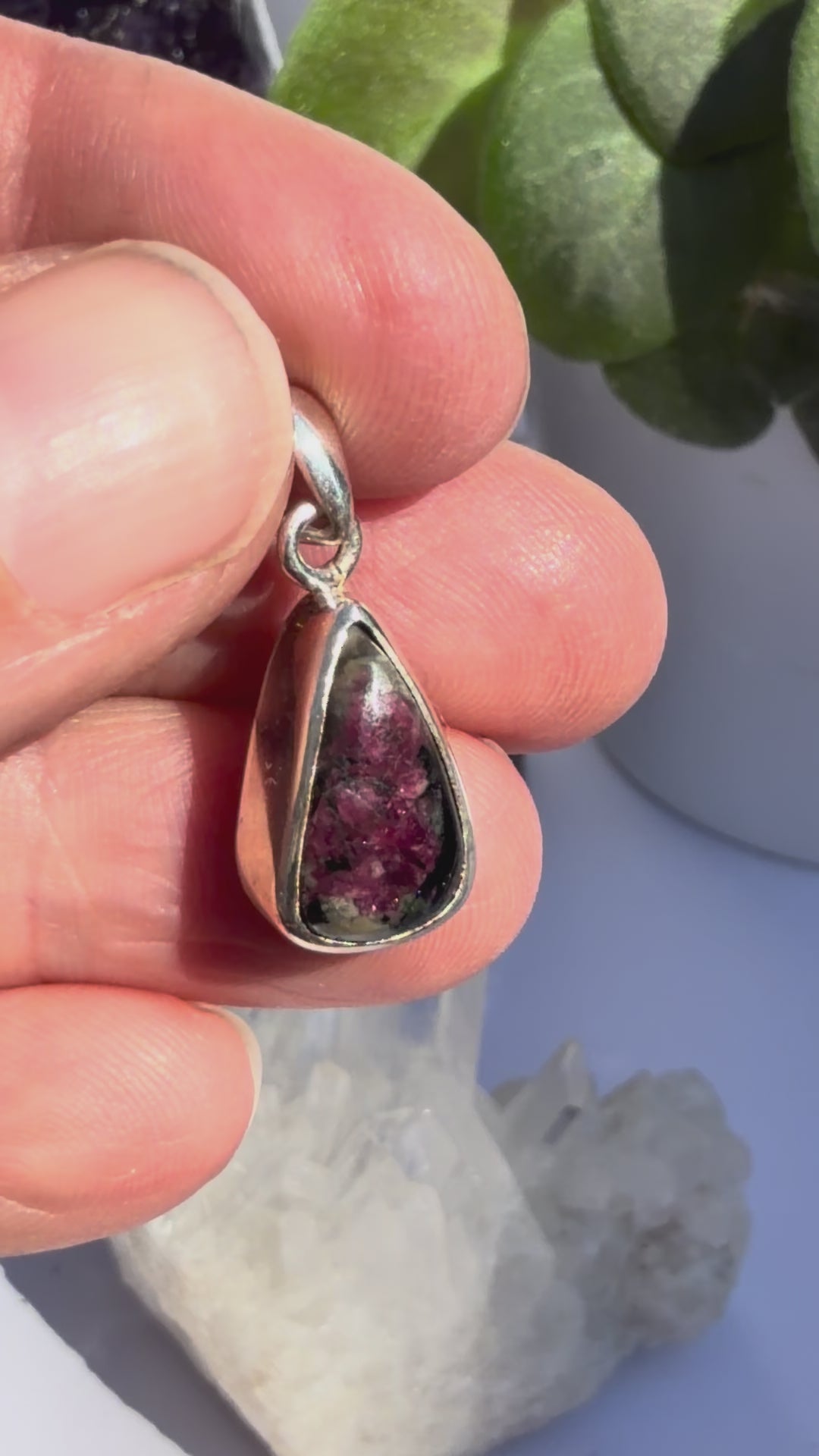 Blue Turtles Eudialyte Teardrop Sterling Silver Pendant BTP-144