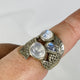 Moonstone triple stone detailed banded ring s.10 SSGJ54