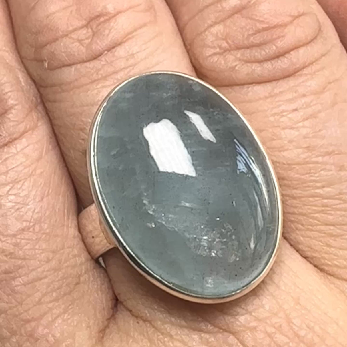 Aquamarine Oval Cabochon Ring Size 10 PRGJ809