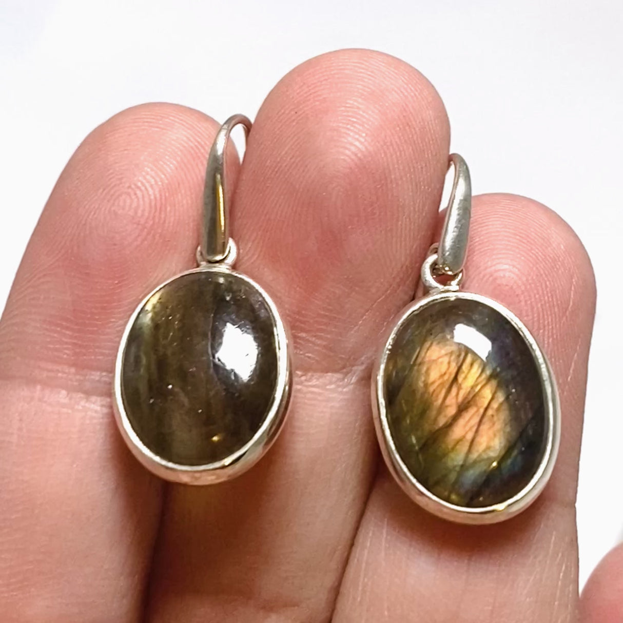 Labradorite Oval Cabochon Earrings PEGJ390