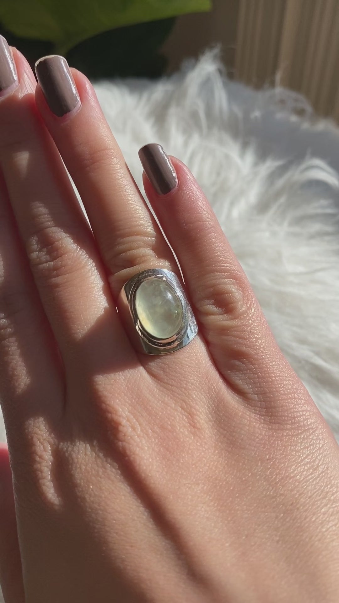 Prehnite wide band ring R3762-PR