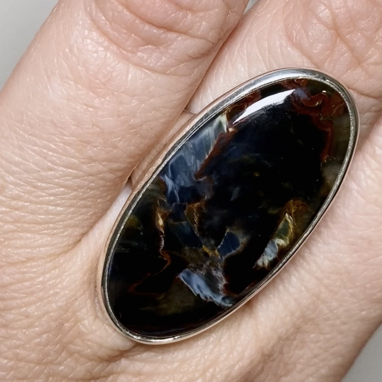 Pietersite Oval Cabochon Ring Size 8 PRGJ898