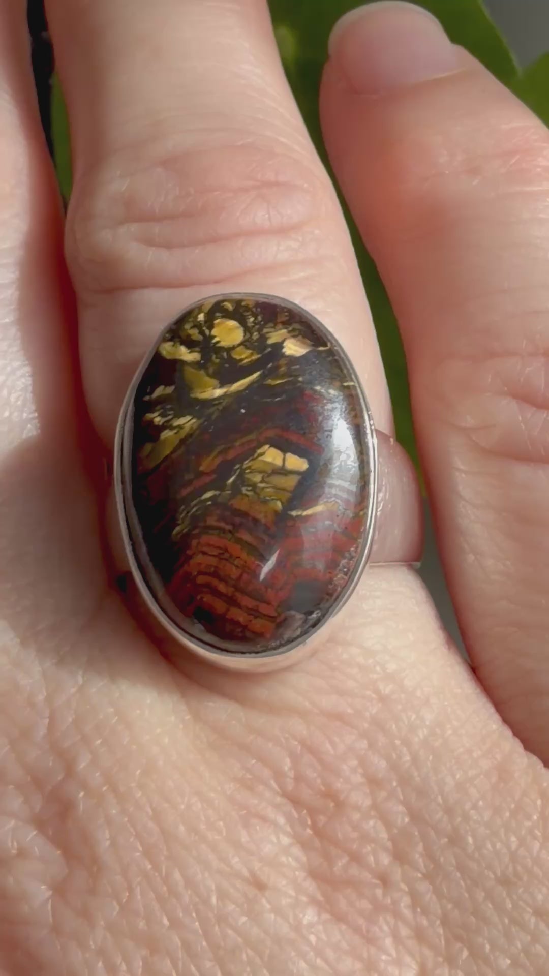 Tiger Iron Oval Sterling Silver Ring Size 7 KRGJ3056