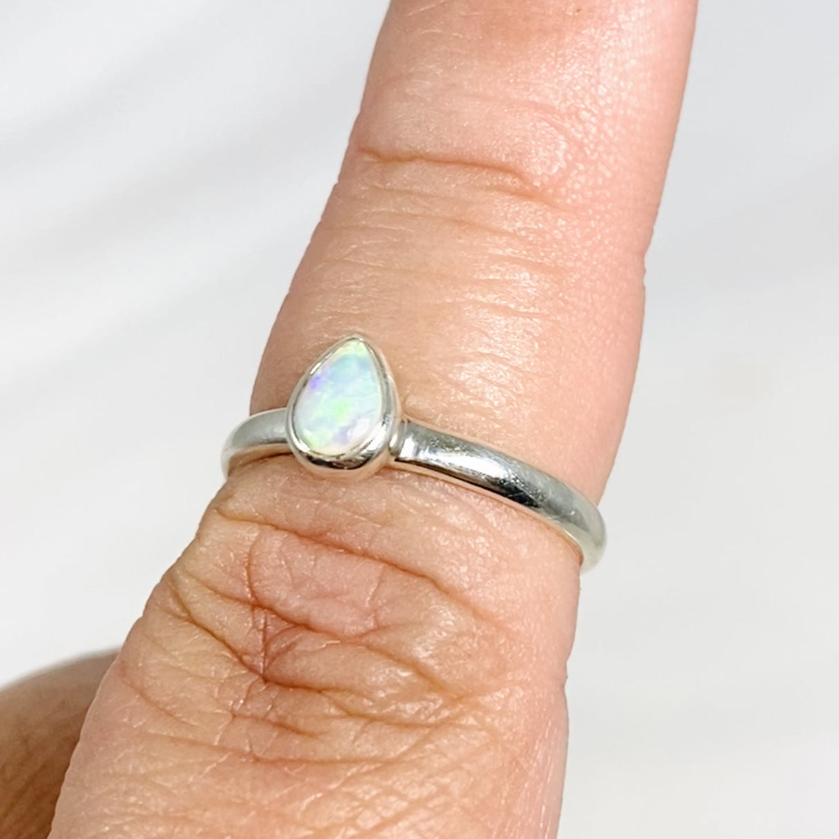 Australian Opal (Solid) Teardrop Ring Size 8 PRGJ339