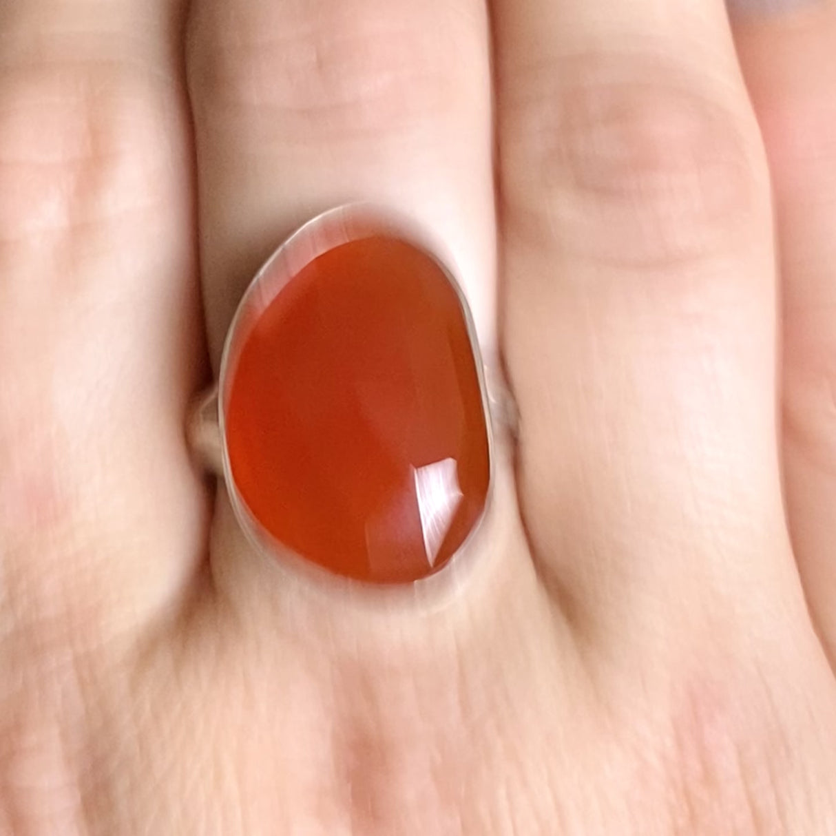 Carnelian Freeform Faceted Ring Size 11 KRGJ3340